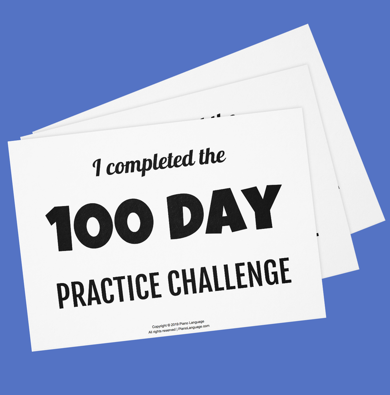 100 Day Practice Challenge Worksheet - Piano Language